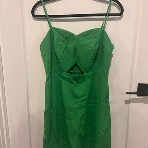 Reitmans Green Ruched Slip Dress Sweetheart Neckline